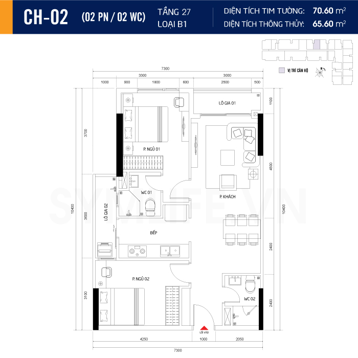Mặt bằng dự án symlife 31 can ho CH 02 2PN 2WC 27