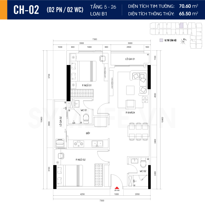 Mặt bằng dự án symlife 2 can ho CH 02 2PN 2WC 5 26