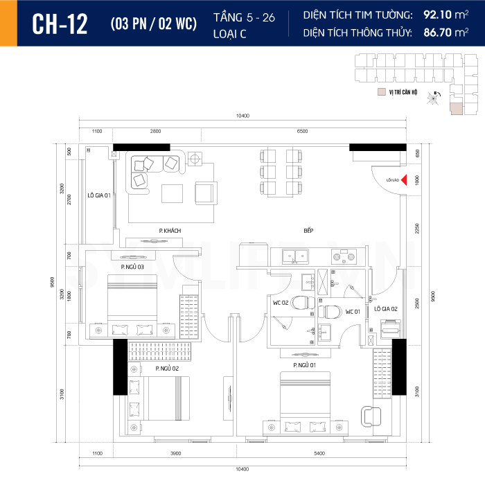 Mặt bằng dự án symlife 27 can ho CH 12 3PN 2WC 5 26