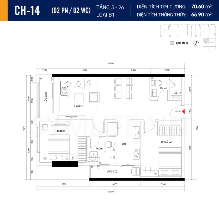 Mặt bằng dự án symlife 29 can ho CH 14 2PN 2WC 5 26