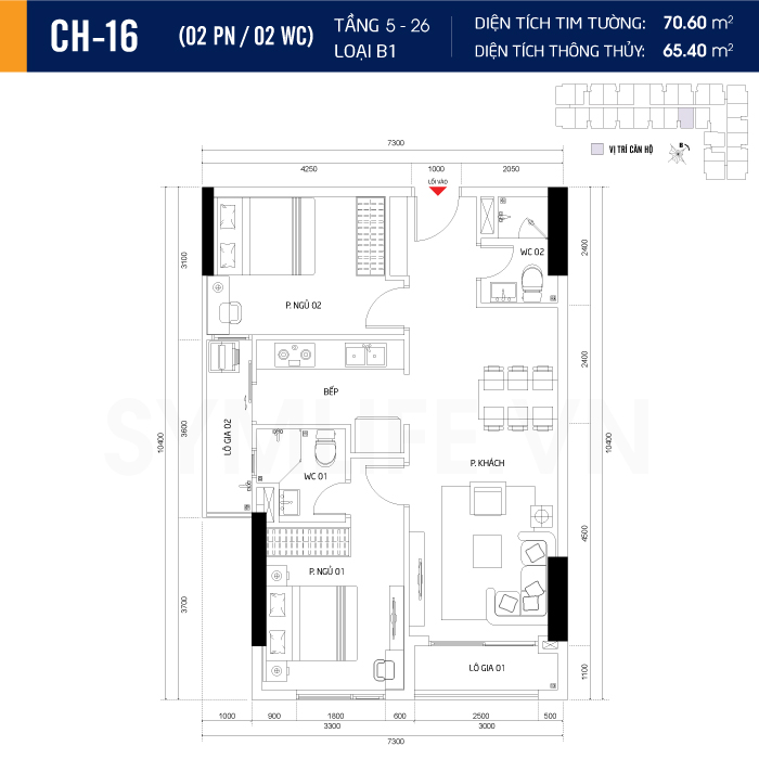 Mặt bằng dự án symlife 4 can ho CH 16 2PN 2WC 5 26